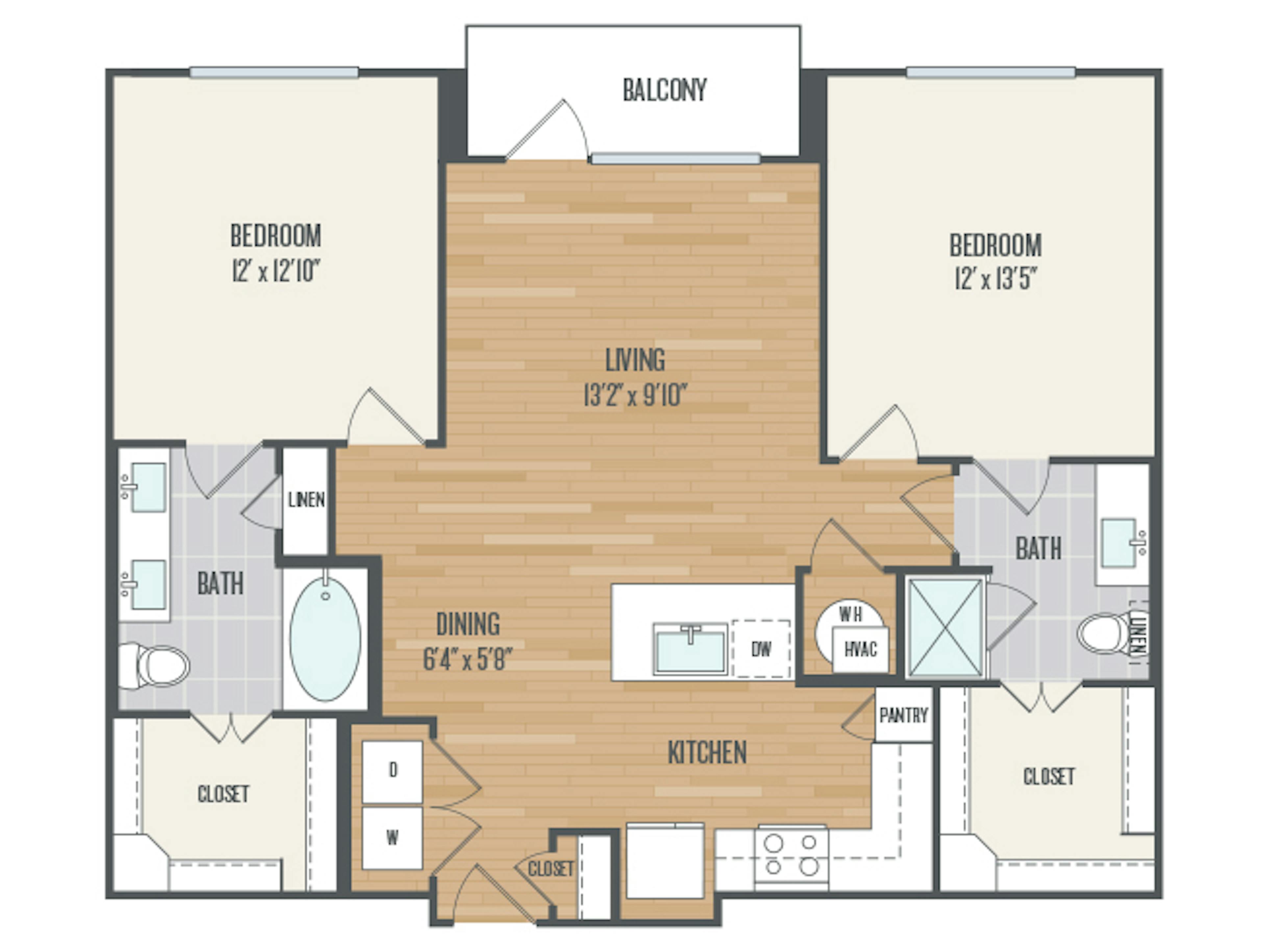 C5 floor plan, 2 Bedroom, 2 Bathroom at AMLI Grapevine apartments