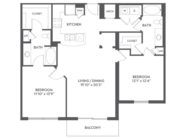 C6a floor plan, 2 Bedroom, 2 Bathroom at AMLI Joya apartments