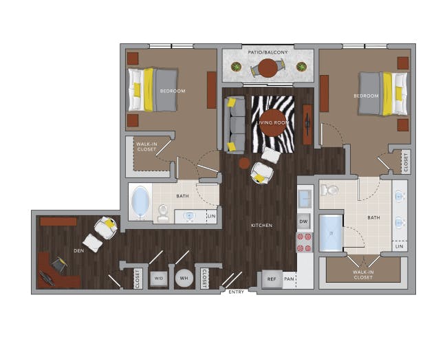 C6eDM floor plan, 2 Bedroom, 2 Bathroom, Den/Office at AMLI 8800 apartments