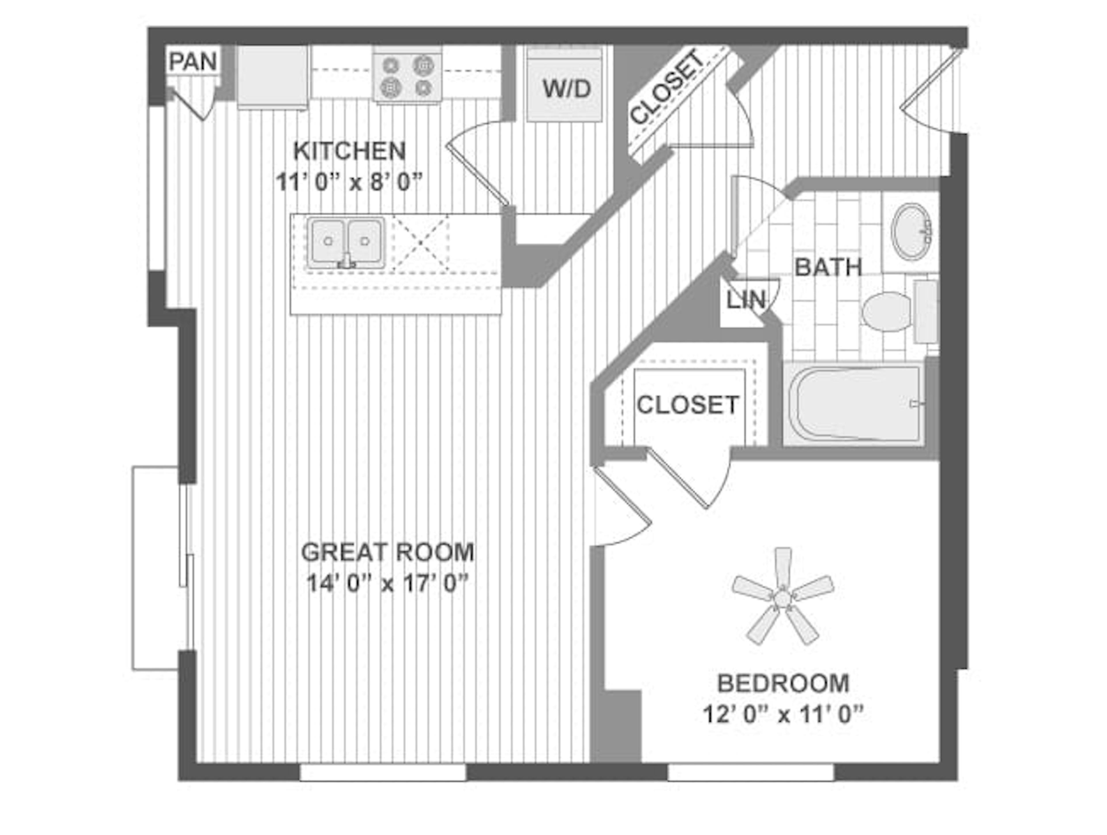 A360 floor plan, 1 Bedroom, 1 Bathroom at AMLI Evanston apartments