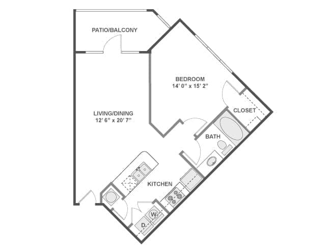 A3a floor plan, 1 Bedroom, 1 Bathroom at AMLI at Escena apartments