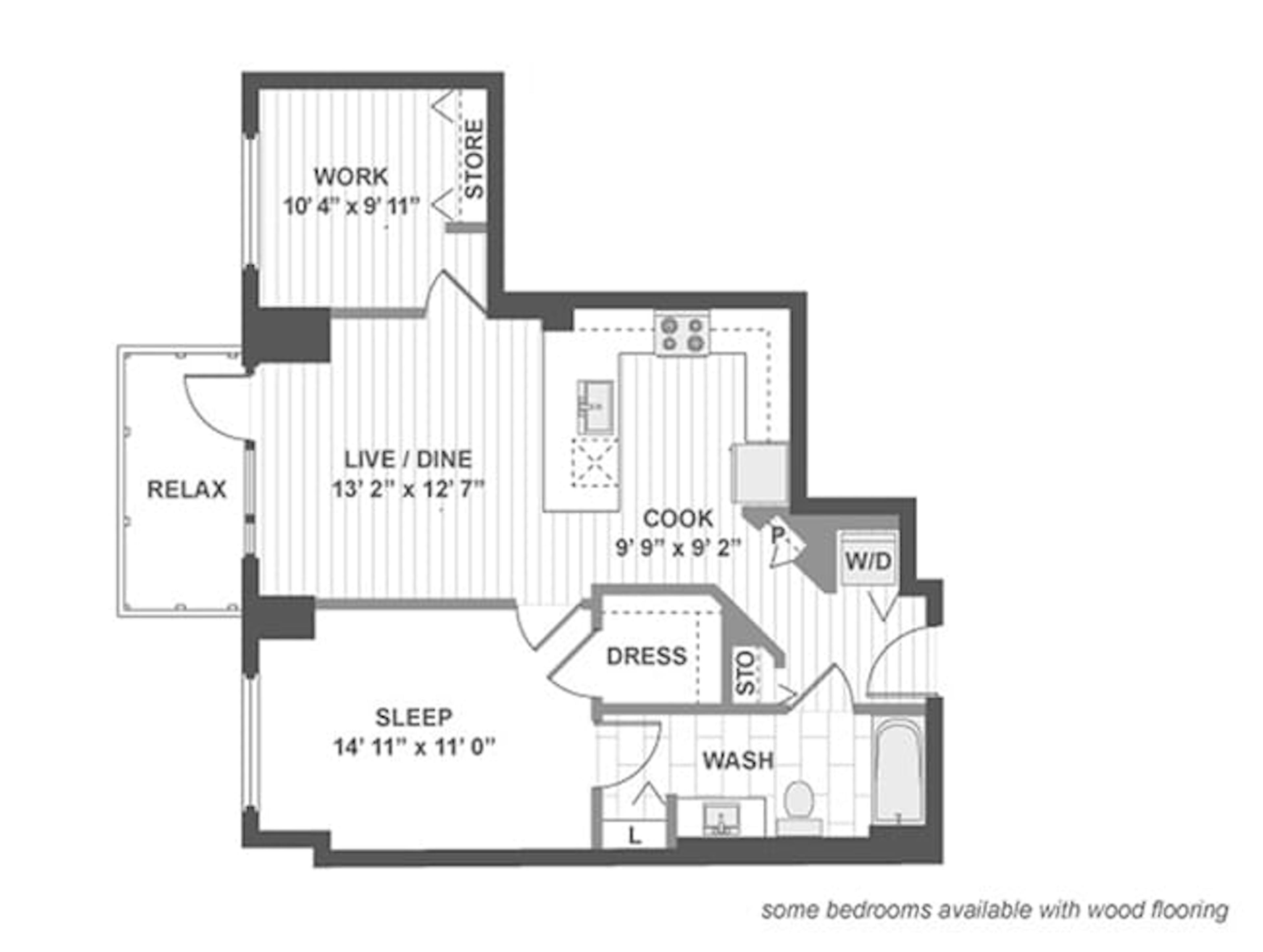 B310 floor plan, 1 Bedroom, 1 Bathroom, Office at AMLI Lofts apartments