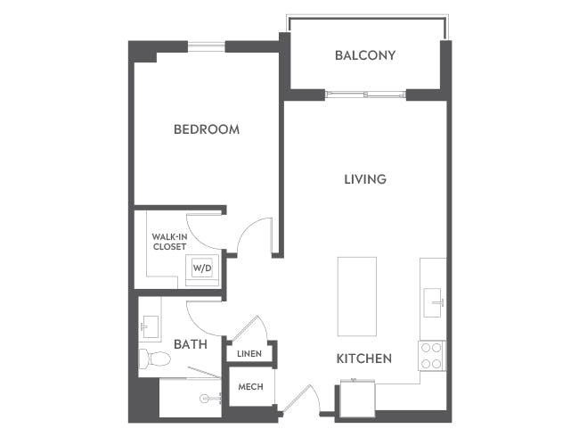 A3a floor plan, 1 Bedroom, 1 Bathroom at AMLI Midtown 29 apartments
