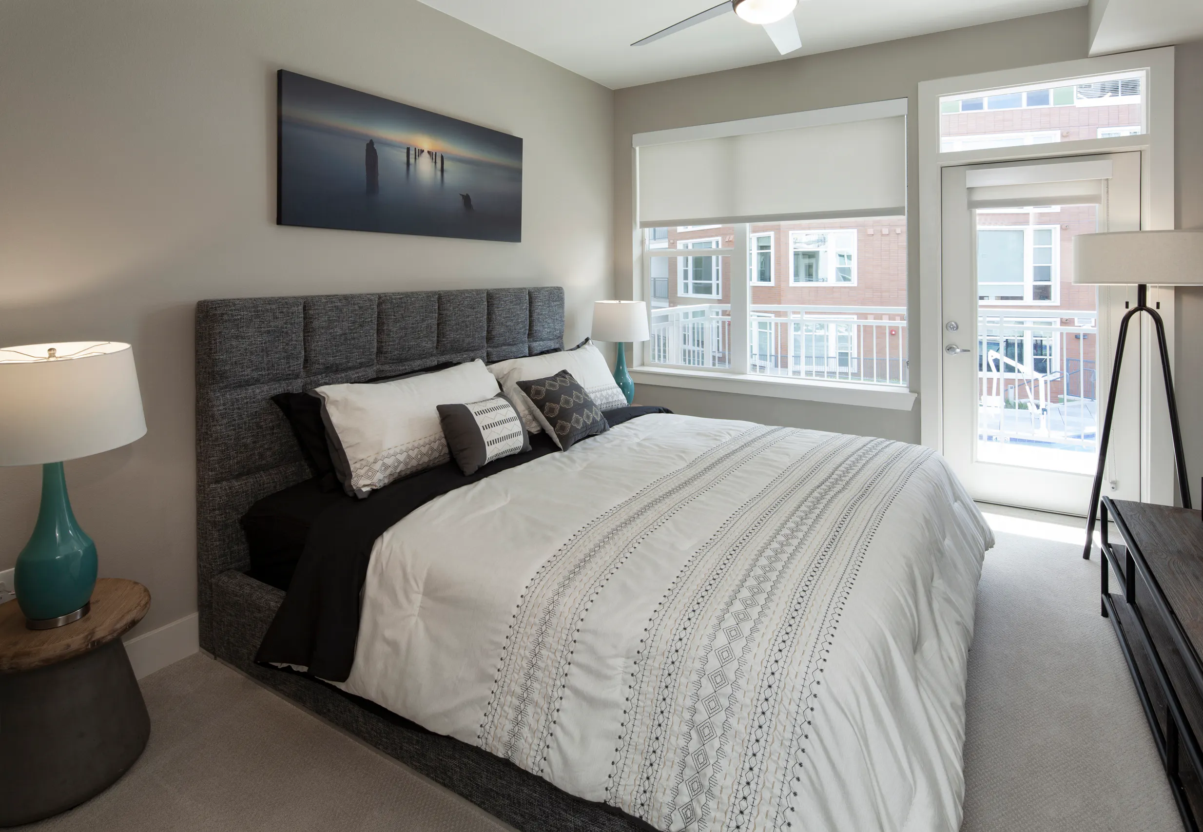 AMLI Riverfront Green apartment bedroom interior - Denver, CO