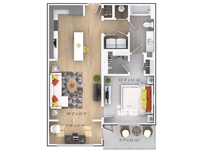 Springlake floor plan, 1 Bedroom, 1 Bathroom at AMLI Buckhead apartments