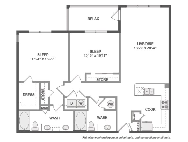 C6X floor plan, 2 Bedroom, 2 Bathroom at AMLI Covered Bridge apartments