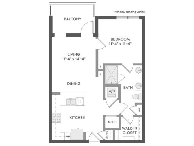 A3a floor plan, 1 Bedroom, 1 Bathroom at AMLI Atlantic Station apartments
