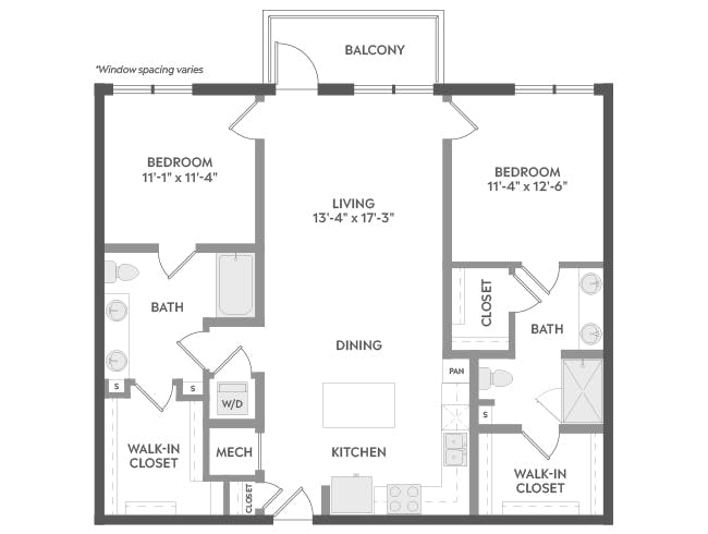 C6 floor plan, 2 Bedroom, 2 Bathroom at AMLI Atlantic Station apartments