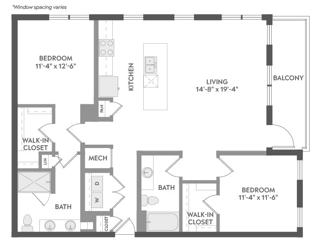 C6a floor plan, 2 Bedroom, 2 Bathroom at AMLI Atlantic Station apartments