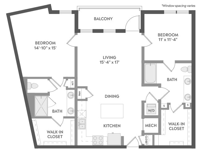 C6b floor plan, 2 Bedroom, 2 Bathroom at AMLI Atlantic Station apartments