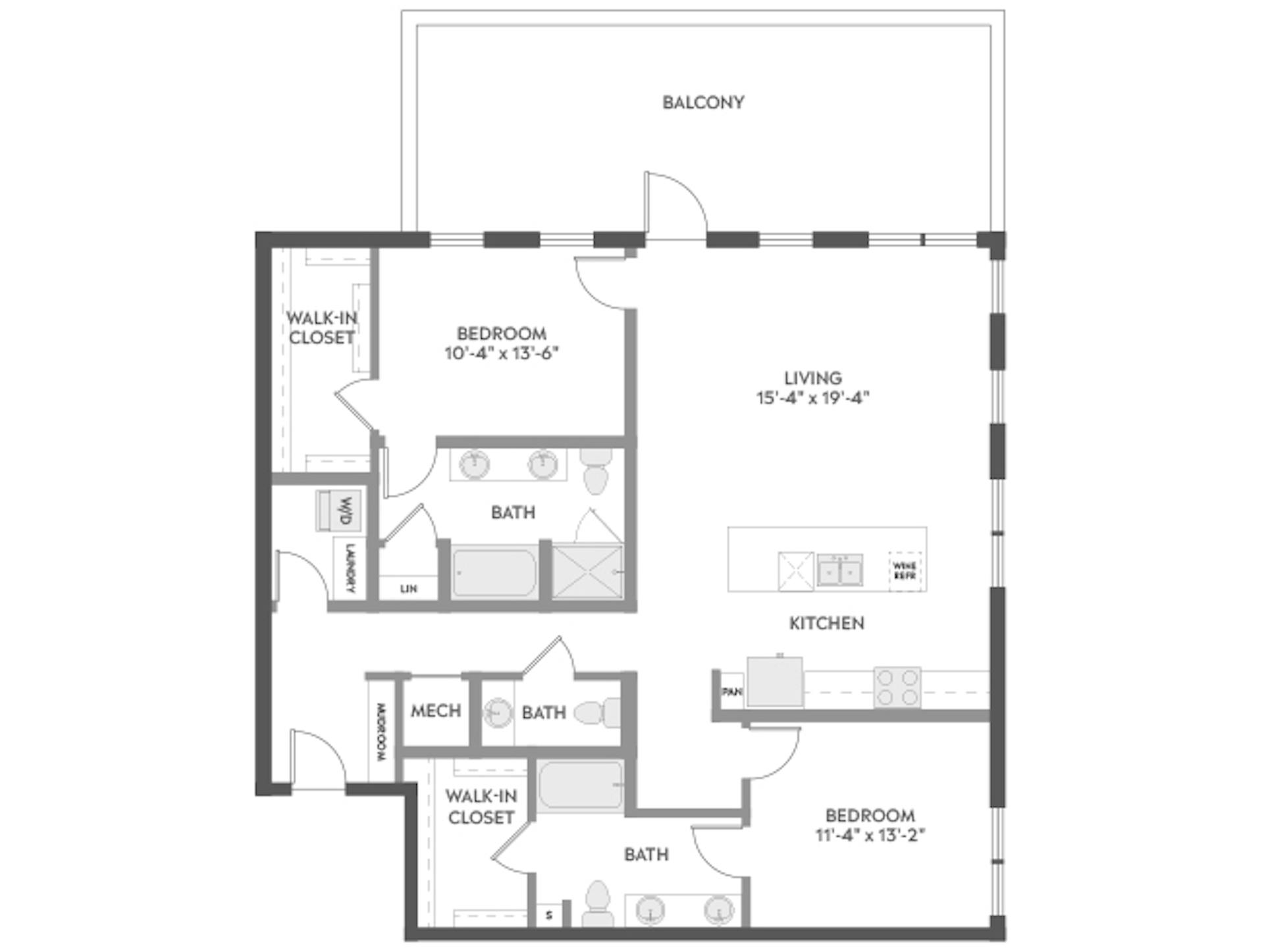 C8aP floor plan, 2 Bedroom, 2 Bathroom, Penthouse at AMLI Atlantic Station apartments