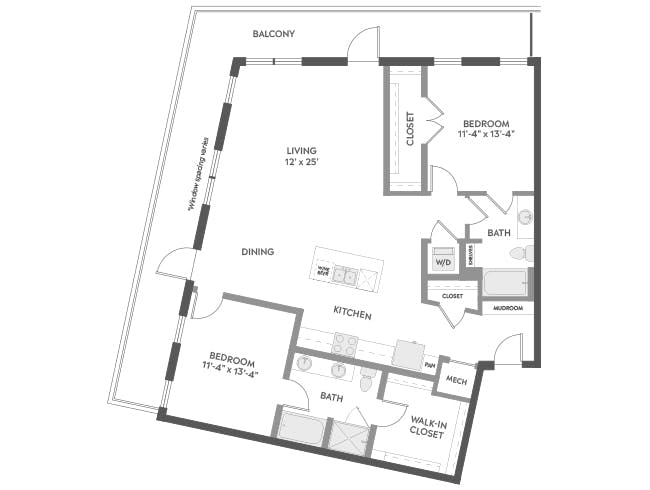 C8 floor plan, 2 Bedroom, 2 Bathroom at AMLI Atlantic Station apartments