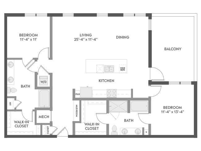 C8aP floor plan, 2 Bedroom, 2 Bathroom, Penthouse at AMLI Atlantic Station apartments