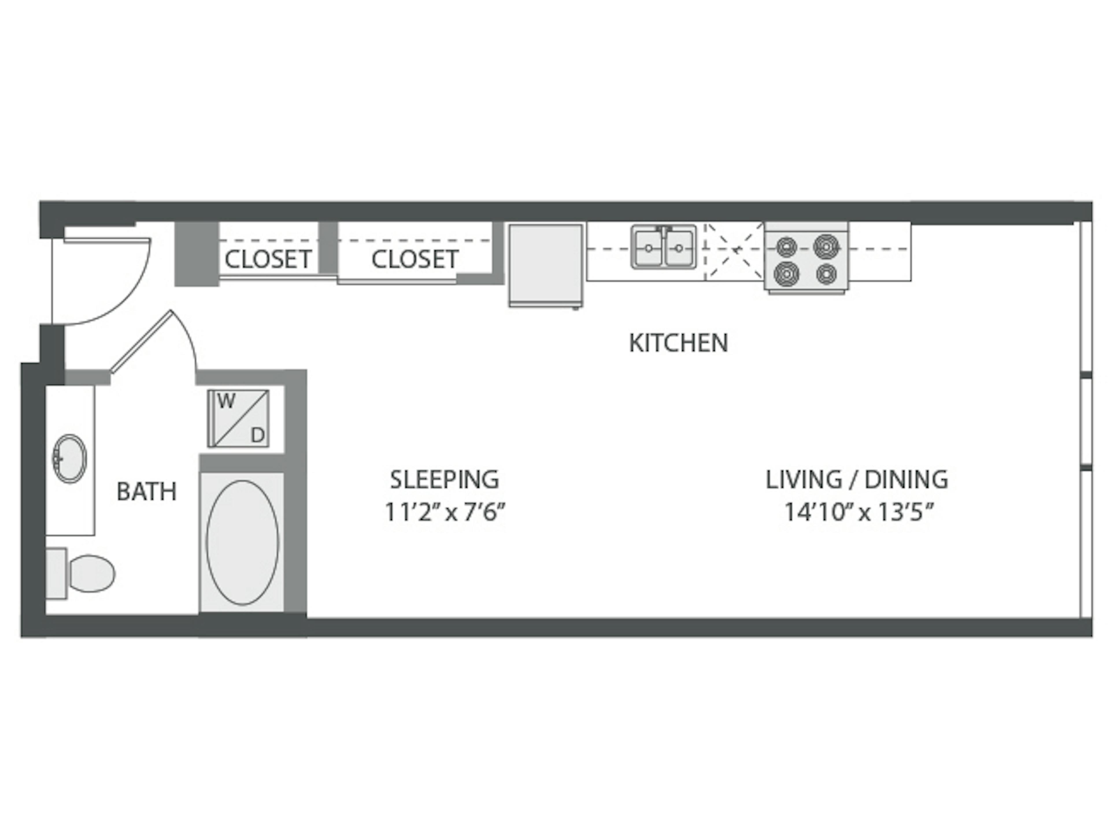 E1 floor plan, Studio, 1 Bathroom at AMLI 535 apartments