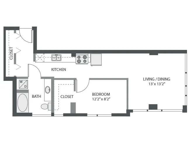 AMLI 535 1 bedroom floor plan A1 - Seattle, WA