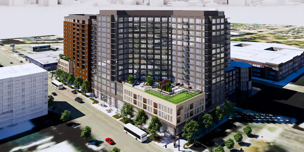 AMLI Golden Triangle building rooftop rendering - Denver, CO