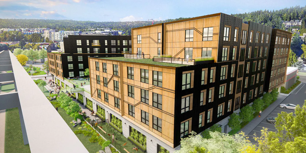 AMLI Redmond Way exterior rendering - Redmond, WA