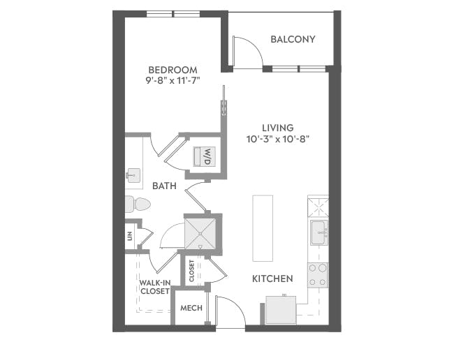A2 floor plan, 1 Bedroom, 1 Bathroom at AMLI Brookhaven apartments