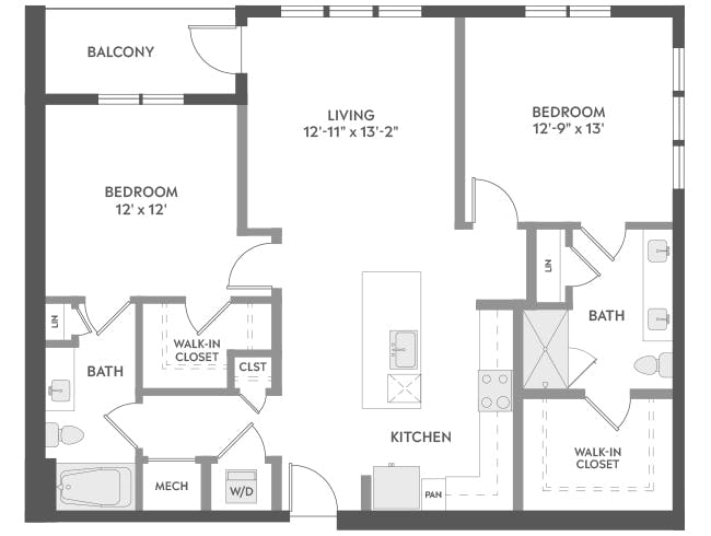 C6b floor plan, 2 Bedroom, 2 Bathroom at AMLI Brookhaven apartments