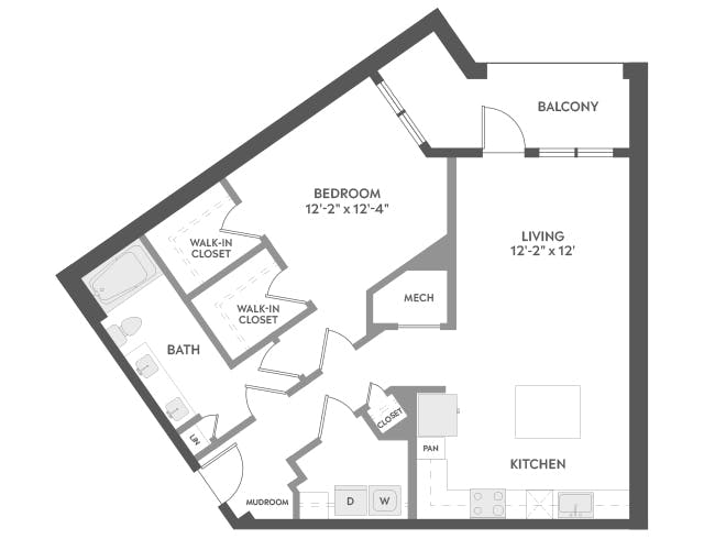 A5 floor plan, 1 Bedroom, 1 Bathroom at AMLI Brookhaven apartments