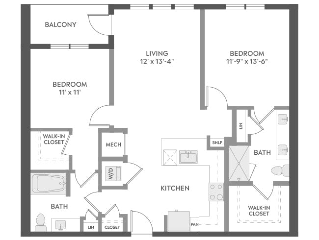 C5 floor plan, 2 Bedroom, 2 Bathroom at AMLI Brookhaven apartments