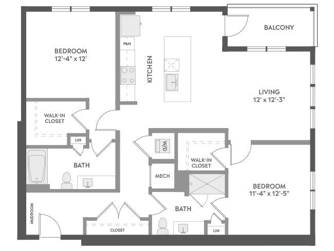 C6c floor plan, 2 Bedroom, 2 Bathroom at AMLI Brookhaven apartments