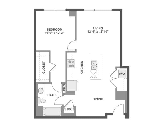 A4 floor plan, 1 Bedroom, 1 Bathroom at AMLI Lex on Orange apartments