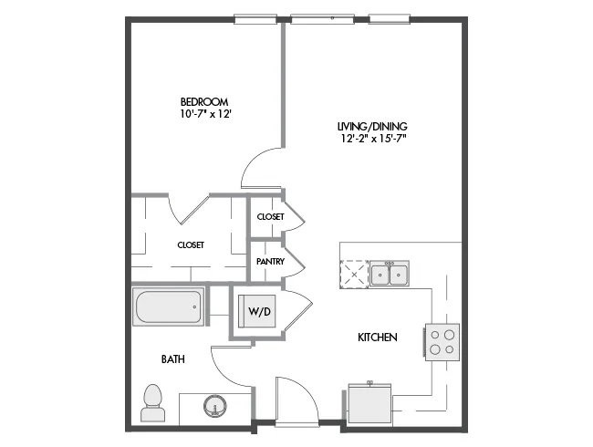 A3 floor plan, 1 Bedroom, 1 Bathroom at AMLI Spring District apartments