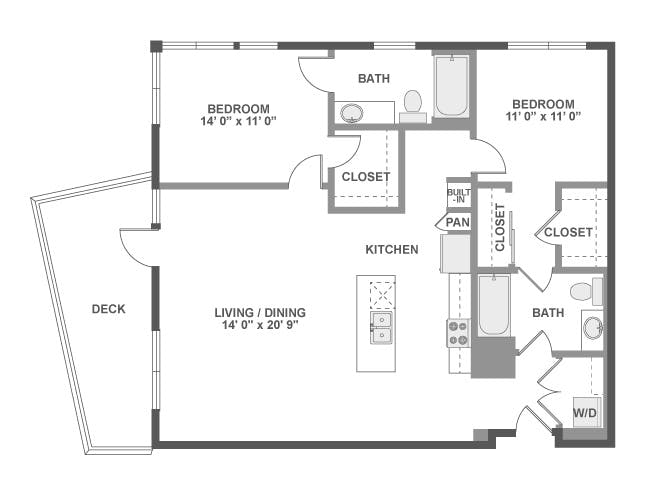 C6 floor plan, 2 Bedroom, 2 Bathroom at AMLI Lex on Orange apartments