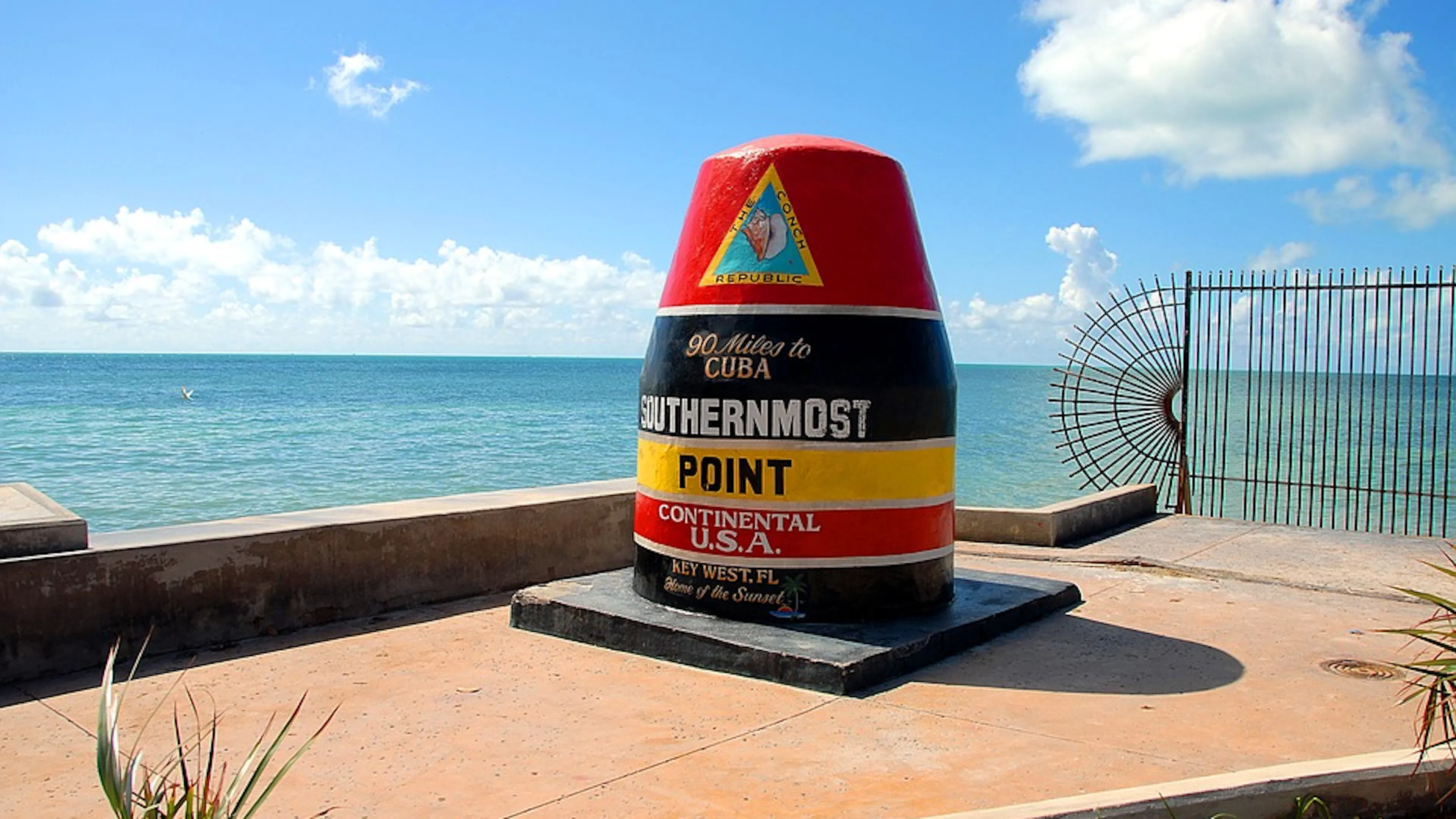 The southernmost buoy in the United States with the Conch Republic written on it