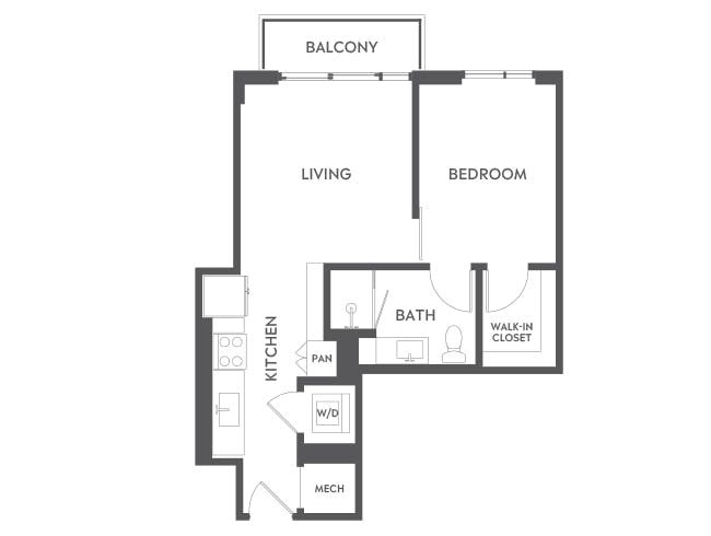 A1 floor plan, 1 Bedroom, 1 Bathroom at AMLI Midtown 29 apartments