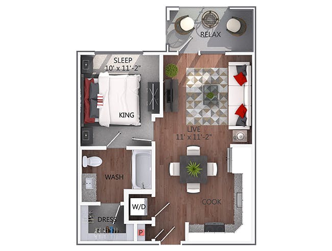 A1 floor plan, 1 Bedroom, 1 Bathroom at AMLI Denargo Market apartments