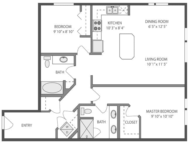 C4 floor plan, 2 Bedroom, 2 Bathroom at AMLI 535 apartments