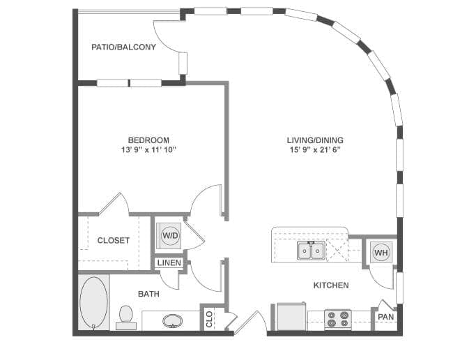 A400 floor plan, 1 Bedroom, 1 Bathroom at AMLI at the Ballpark apartments