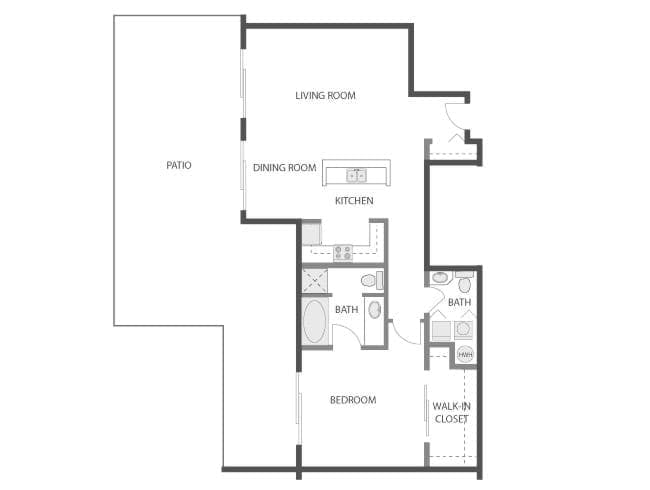 A7TP floor plan, 1 Bedroom, 1 Bathroom, Penthouse at AMLI Bellevue Park apartments