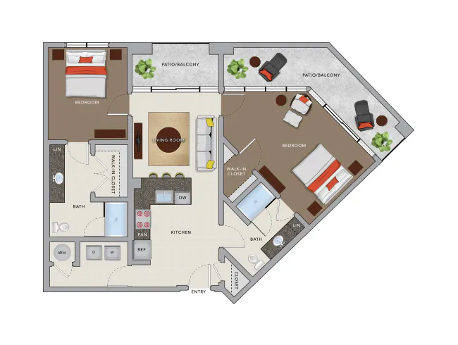 C5a floor plan, 2 Bedroom, 2 Bathroom at AMLI 8800 apartments