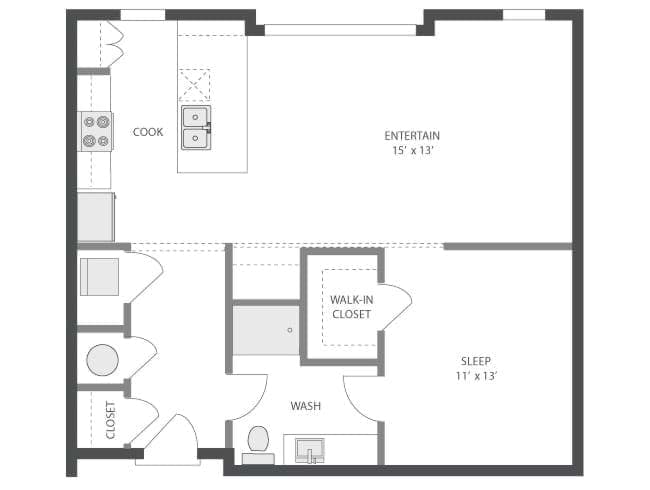 Glen Iris floor plan, 1 Bedroom, 1 Bathroom at AMLI Old 4th Ward apartments