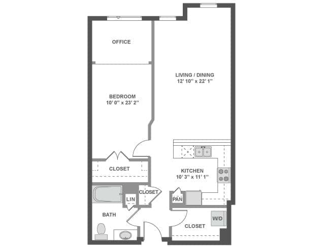 A5 floor plan, 1 Bedroom, 1 Bathroom at AMLI South Lake Union apartments
