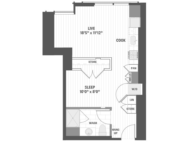 E3c floor plan, Studio, 1 Bathroom at AMLI 808 apartments