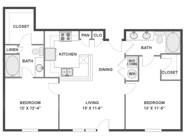 C4 floor plan, 2 Bedroom, 2 Bathroom at AMLI 300 apartments
