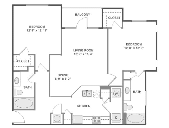 C5 floor plan, 2 Bedroom, 2 Bathroom at AMLI at Escena apartments