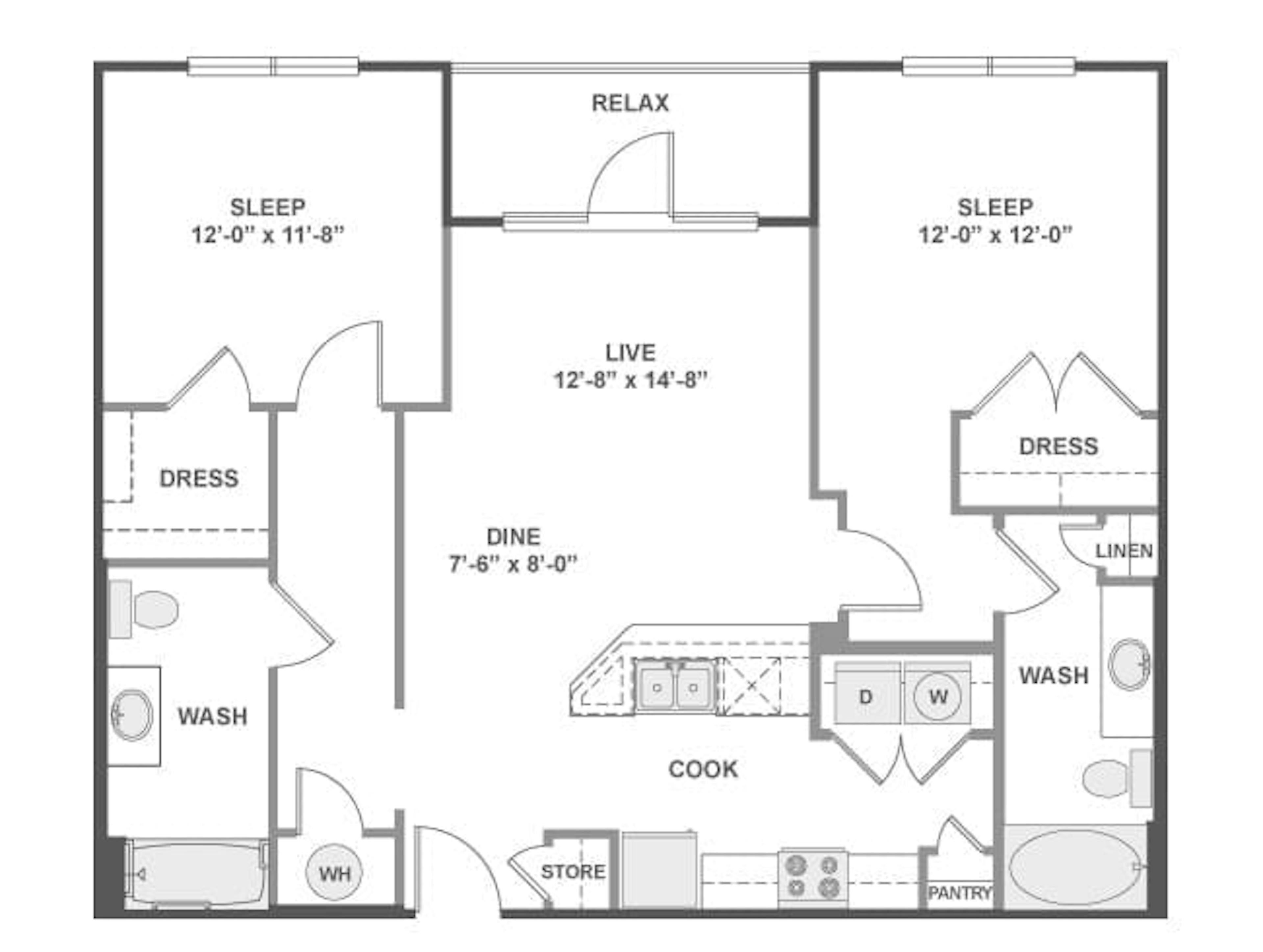 C4b floor plan, 2 Bedroom, 2 Bathroom at AMLI West Plano apartments