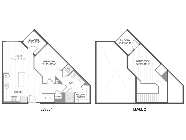 A5T floor plan, 1 Bedroom, 1 Bathroom, Two-Story at AMLI Aero apartments