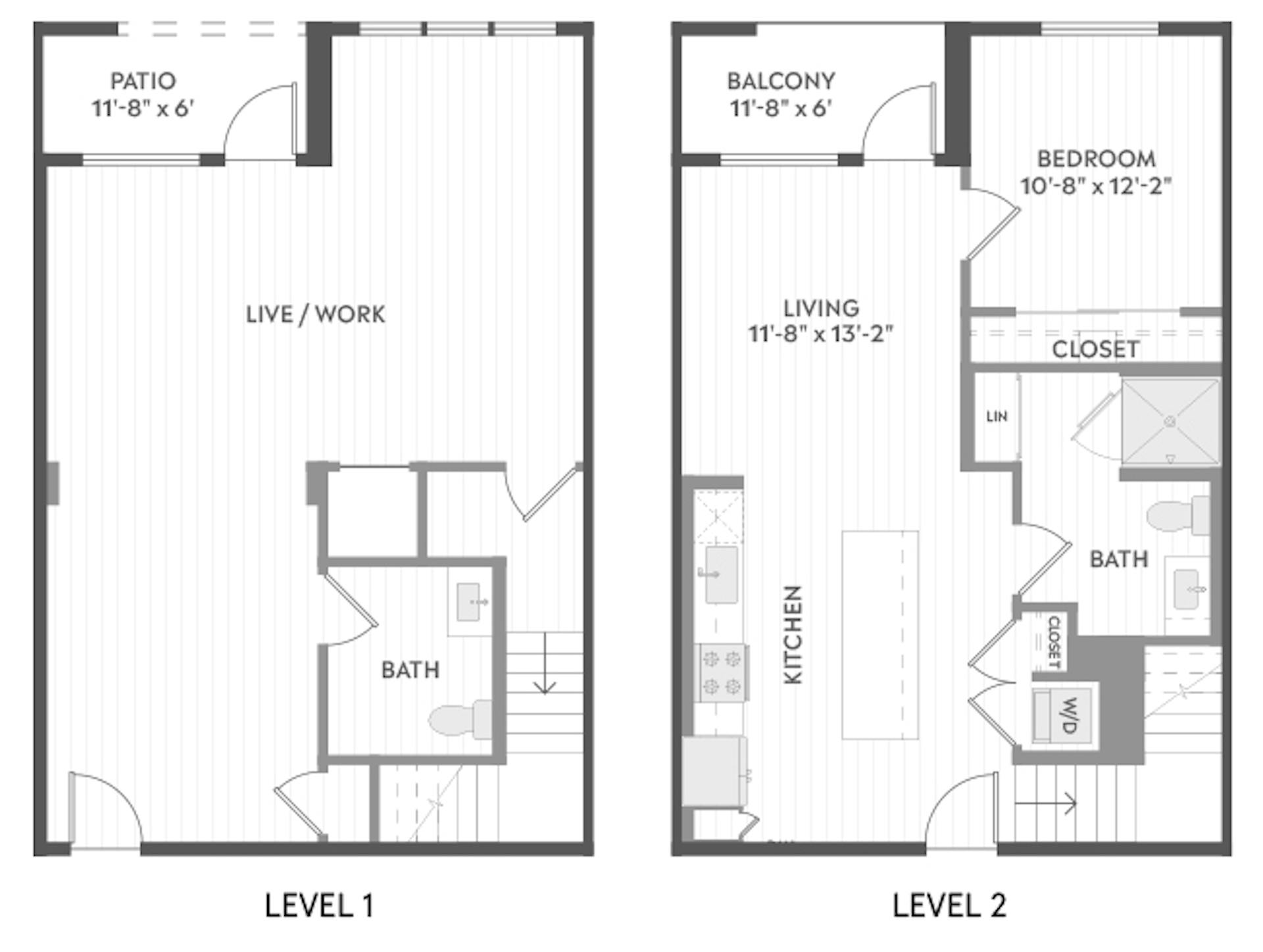 A5LW floor plan, 1 Bedroom, 1 Bathroom, Live/Work at AMLI Aero apartments