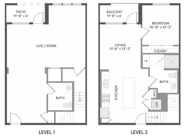 A5LW floor plan, 1 Bedroom, 1 Bathroom, Live/Work at AMLI Aero apartments