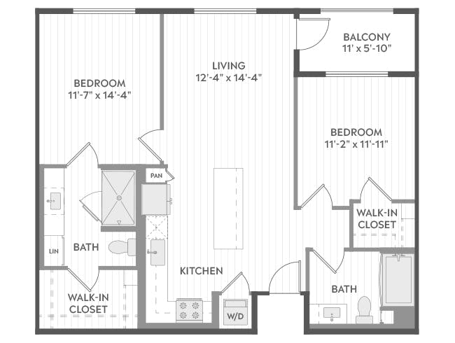 C4 floor plan, 2 Bedroom, 2 Bathroom at AMLI Aero apartments