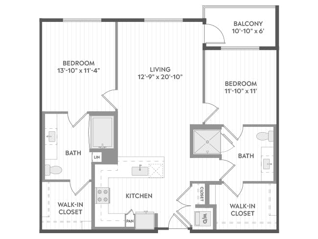 C5 floor plan, 2 Bedroom, 2 Bathroom at AMLI Aero apartments