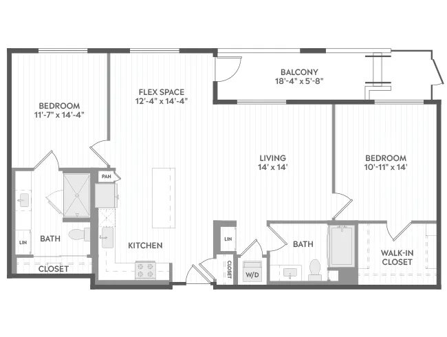 C6b floor plan, 2 Bedroom, 2 Bathroom at AMLI Aero apartments