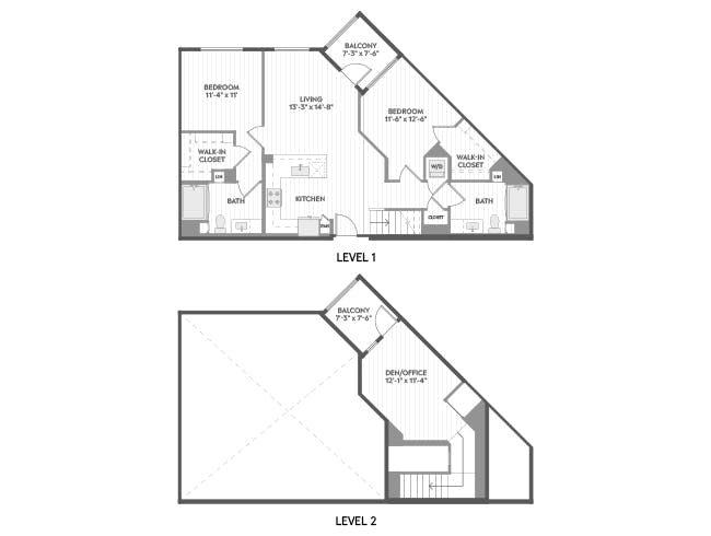 C6T floor plan, 2 Bedroom, 2 Bathroom, Two-Story at AMLI Aero apartments