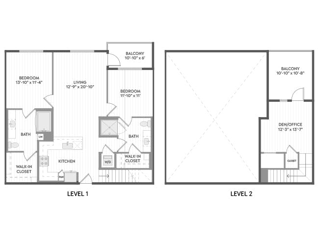 C7aT floor plan, 2 Bedroom, 2 Bathroom, Two-Story at AMLI Aero apartments